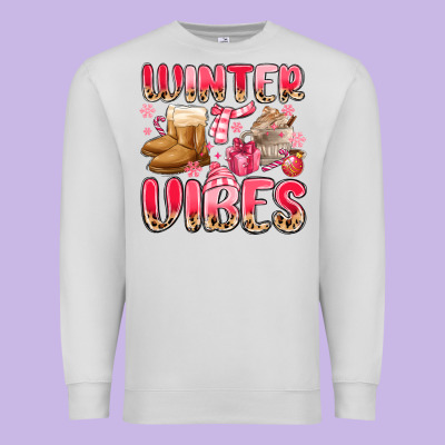 Pink Winter Vibes Premium Sweatshirt Designed By Maliassmallbusiness