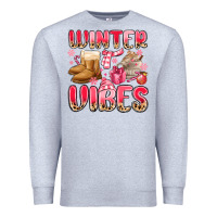 Heather Grey pink winter vibes Premium Sweatshirt - MaliasSmallBusiness