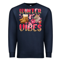 Navy pink winter vibes Premium Sweatshirt - MaliasSmallBusiness