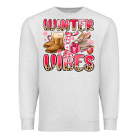Oatmeal Heather pink winter vibes Premium Sweatshirt - MaliasSmallBusiness