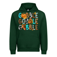 Forest Green Gobble Gobble Gobble with Turkey Urban Hoodie - texasbilliewilder