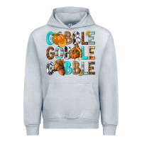 Heather Grey Gobble Gobble Gobble with Turkey Urban Hoodie - texasbilliewilder