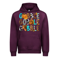 Mauve Wine Gobble Gobble Gobble with Turkey Urban Hoodie - texasbilliewilder