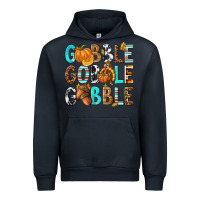 Navy Gobble Gobble Gobble with Turkey Urban Hoodie - texasbilliewilder