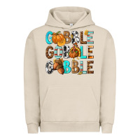 Pigment French Oak Gobble Gobble Gobble with Turkey Urban Hoodie - texasbilliewilder