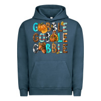 Pigment Midnight Navy Gobble Gobble Gobble with Turkey Urban Hoodie - texasbilliewilder