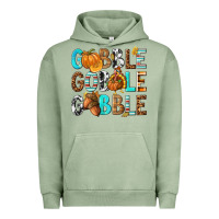 Pigment Oil Green Gobble Gobble Gobble with Turkey Urban Hoodie - texasbilliewilder