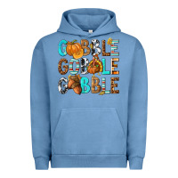 Pigment Pebble Blue Gobble Gobble Gobble with Turkey Urban Hoodie - texasbilliewilder