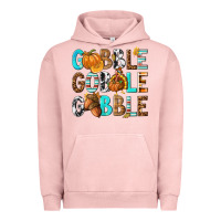 Pigment Salmon Gobble Gobble Gobble with Turkey Urban Hoodie - texasbilliewilder
