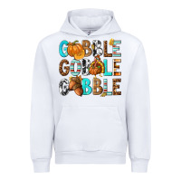 White Gobble Gobble Gobble with Turkey Urban Hoodie - texasbilliewilder