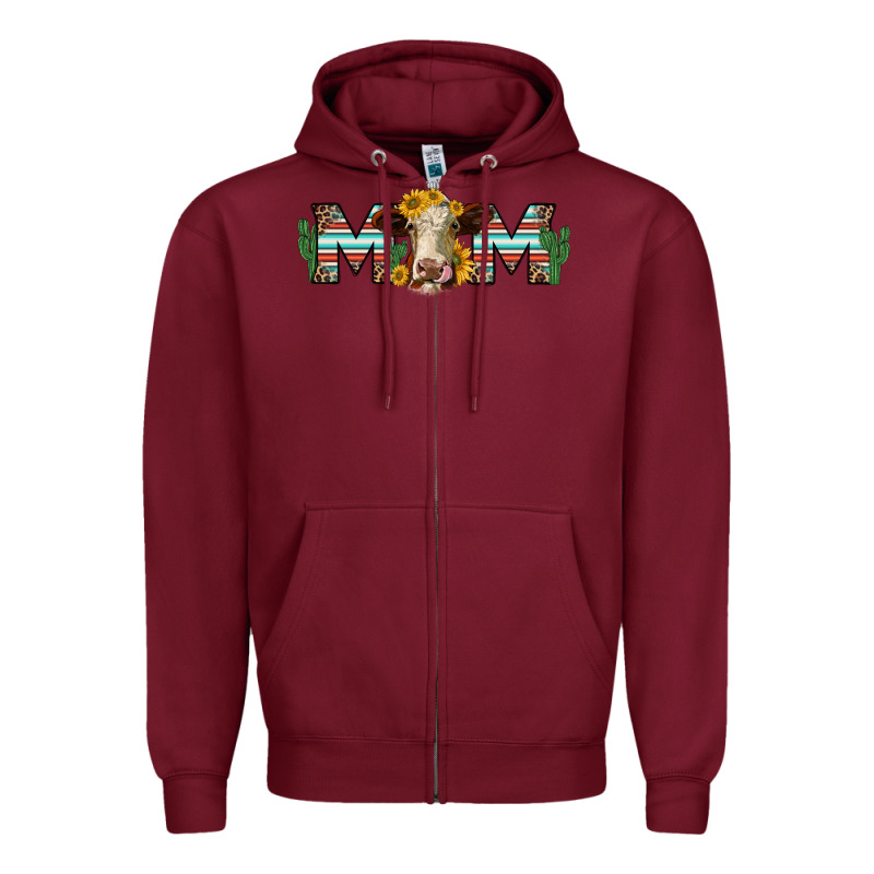 Sunflower Hereford Cattle And Cactus  Mom Zipper Hoodie by Jasminsmagicworld | Teevron