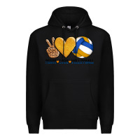 Black peace love volleyball Premium Hoodie - AdoDesignShop