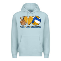 Blue Mist peace love volleyball Premium Hoodie - AdoDesignShop