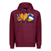 Burgundy peace love volleyball Premium Hoodie - AdoDesignShop