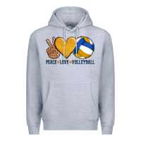 Heather Grey peace love volleyball Premium Hoodie - AdoDesignShop