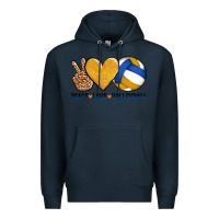 Navy peace love volleyball Premium Hoodie - AdoDesignShop