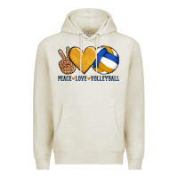 Oatmeal Heather peace love volleyball Premium Hoodie - AdoDesignShop