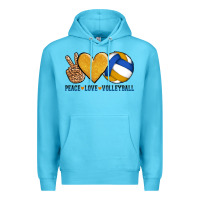 Ocean Blue peace love volleyball Premium Hoodie - AdoDesignShop
