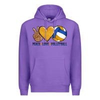 Purple peace love volleyball Premium Hoodie - AdoDesignShop