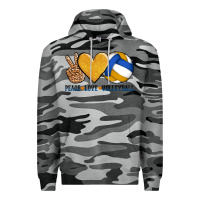 Slate Camo peace love volleyball Premium Hoodie - AdoDesignShop