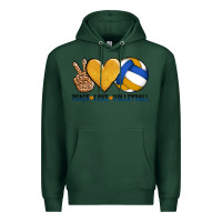 Sports Green peace love volleyball Premium Hoodie - AdoDesignShop