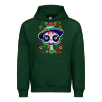 Forest Green Mexican Day of dead sugar skull Urban Hoodie - NancyCooperArtShop