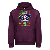 Mauve Wine Mexican Day of dead sugar skull Urban Hoodie - NancyCooperArtShop