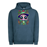 Pigment Midnight Navy Mexican Day of dead sugar skull Urban Hoodie - NancyCooperArtShop