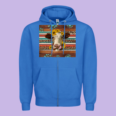Western Sunflowers Gemstone Heifer Zipper Hoodie Designed By Jasminsmagicworld