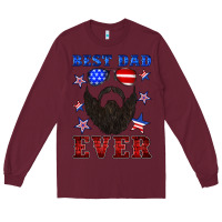 Burgundy best dad ever american flag Long Sleeve Tee - Artiststas