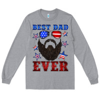 Heather Grey best dad ever american flag Long Sleeve Tee - Artiststas