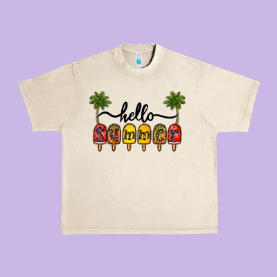 1hello Summer Urban Heavy Tee Designed By Cowhidedigitalart