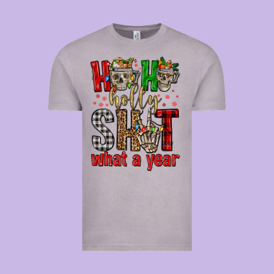 Ho Ho Holly Shit What A Year Vintage Tee Designed By Fadigitalartstudio