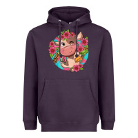 Plum cute cow pink flowers and leopard pattern Heavyweight Hoodie - NancyCooperArtShop