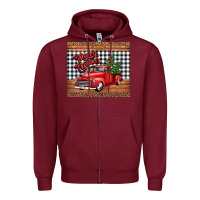 Burgundy merry Christmas truck Zipper Hoodie - Jasminsmagicworld
