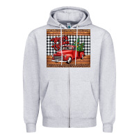 Heather Grey merry Christmas truck Zipper Hoodie - Jasminsmagicworld