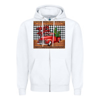 White merry Christmas truck Zipper Hoodie - Jasminsmagicworld