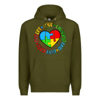 Army Green autism awareness puzzle heart love understand advo Premium Hoodie - Artiststas