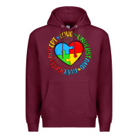 Burgundy autism awareness puzzle heart love understand advo Premium Hoodie - Artiststas