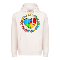 Pale Pink autism awareness puzzle heart love understand advo Premium Hoodie - Artiststas