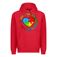 Red autism awareness puzzle heart love understand advo Premium Hoodie - Artiststas