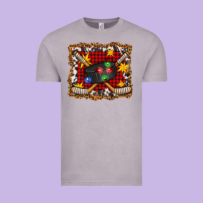 Hockey Christmas With Lights And Stars Vintage Tee Designed By Fadigitalartstudio