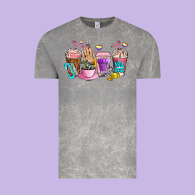 Nail Art  Coffee Cups Vintage Tee Designed By Adodesignshop