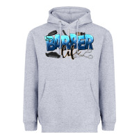 Heather Grey barber life Heavyweight Hoodie - NancyCooperArtShop