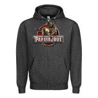 Charcoal Heather Papasaurus T-Rex Zipper Hoodie - LillyAllenDesigns