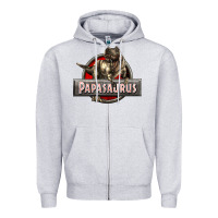 Heather Grey Papasaurus T-Rex Zipper Hoodie - LillyAllenDesigns
