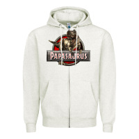 Oatmeal Heather Papasaurus T-Rex Zipper Hoodie - LillyAllenDesigns