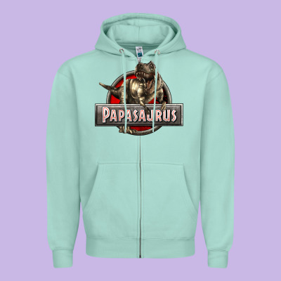 Papasaurus T-rex Zipper Hoodie Designed By Lillyallendesigns