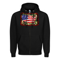 Black distressed american flag Zipper Hoodie - BarkalooDesign