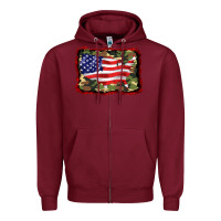 Burgundy distressed american flag Zipper Hoodie - BarkalooDesign